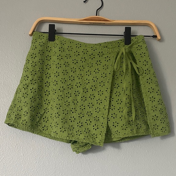 Forever 21 Pants - Forever 21 Light Green Eyelet Skirt